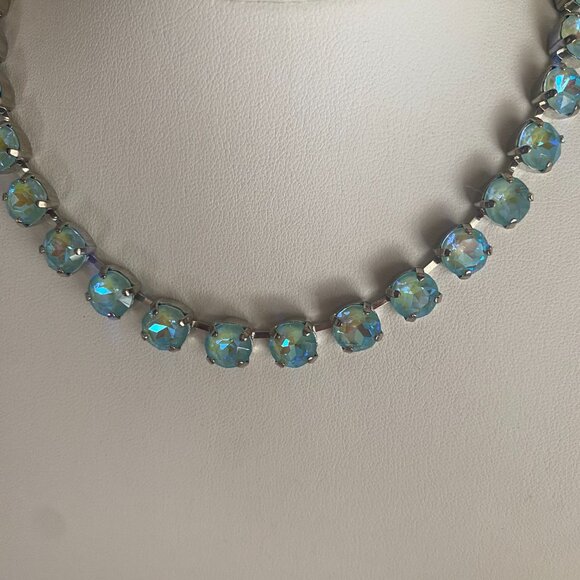 NWT Mariana Icy Blue Aqua Crystal Collar Necklace Silver Rhodium 17" Preppy - Picture 8 of 9